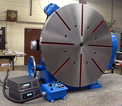 A recently renovated rotary grinding table that spins on multiple axis
